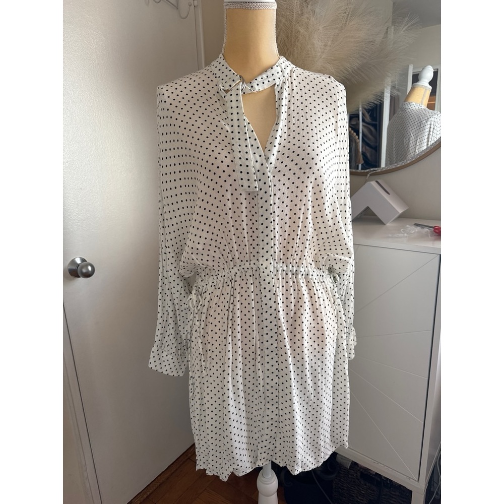 Zara White & Black Polka dot dress.
